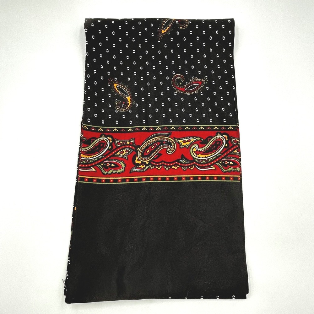 Scarf Black Red Paisley Polka Dot Lightweight 60 x 8 Inch